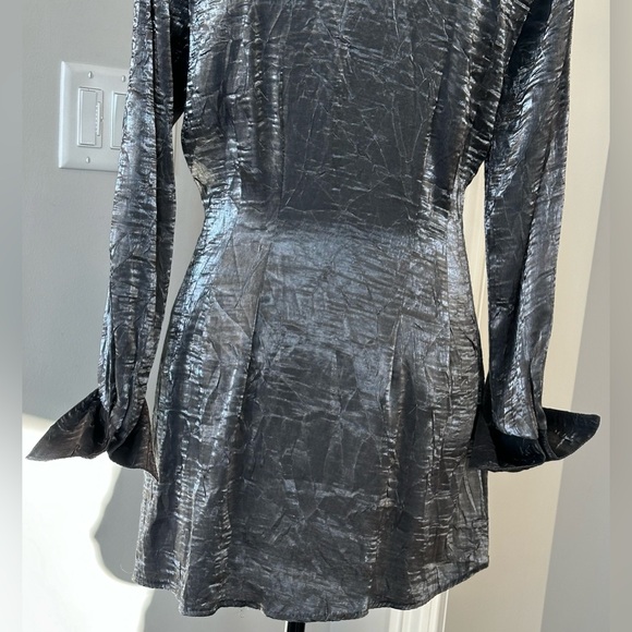 ✨VTG✨GANTOS BLOUSE BLAZER Silver Metallic Women Size Small 🪩 - Picture 8 of 16